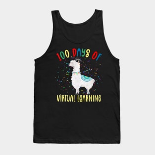 100th Day Of School Llama 100 Days 2021 Virtual Learning Tank Top